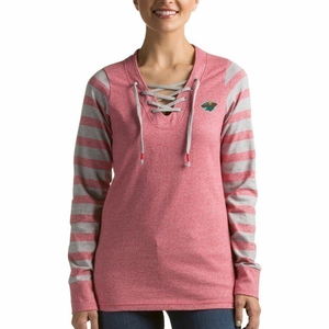 Minnesota Wild Hockey Red/Gray Rumble Lace-Up Sweatshirt‎